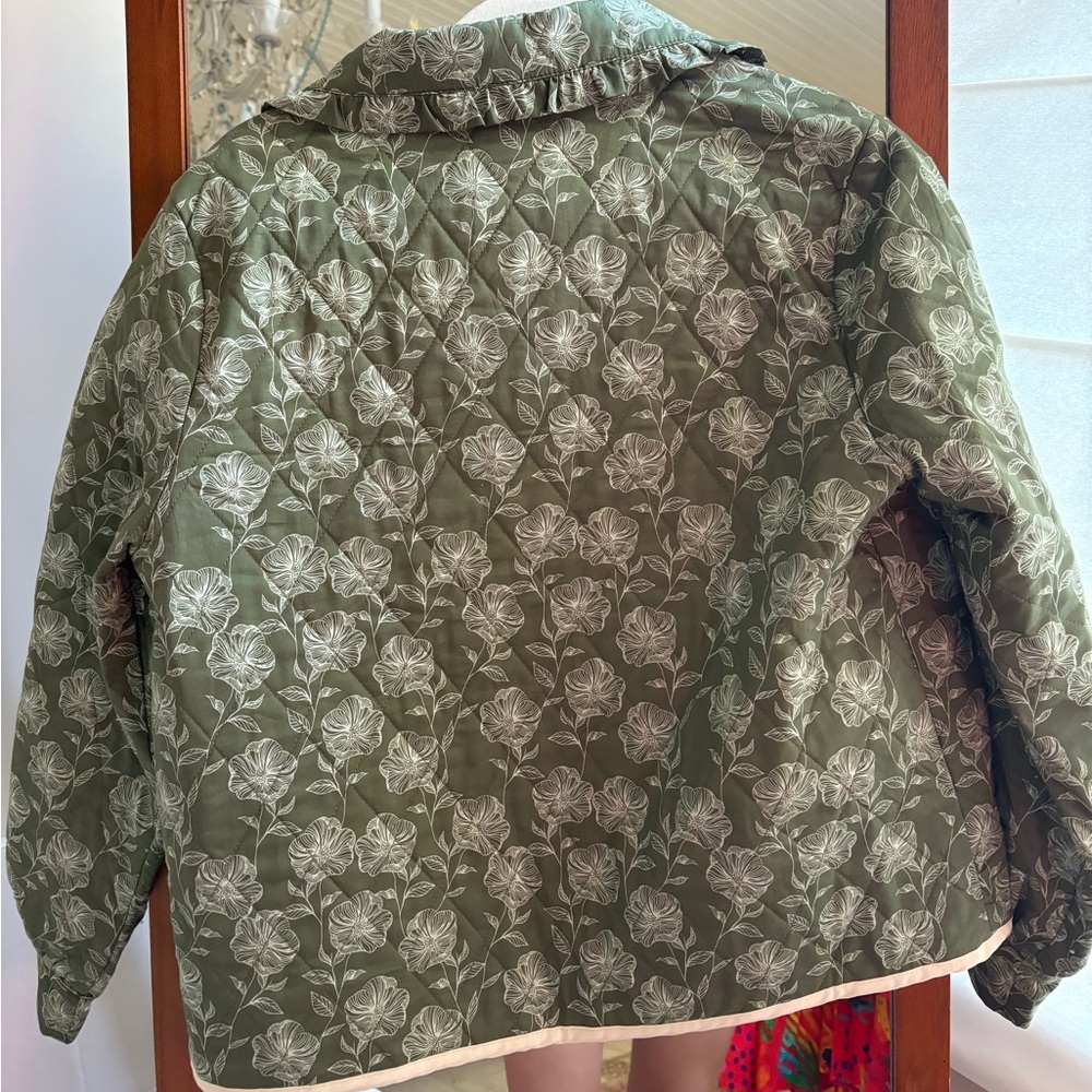 Entro Green Collar Floral Quilted Tie Jacket size S - Picture 3 of 3